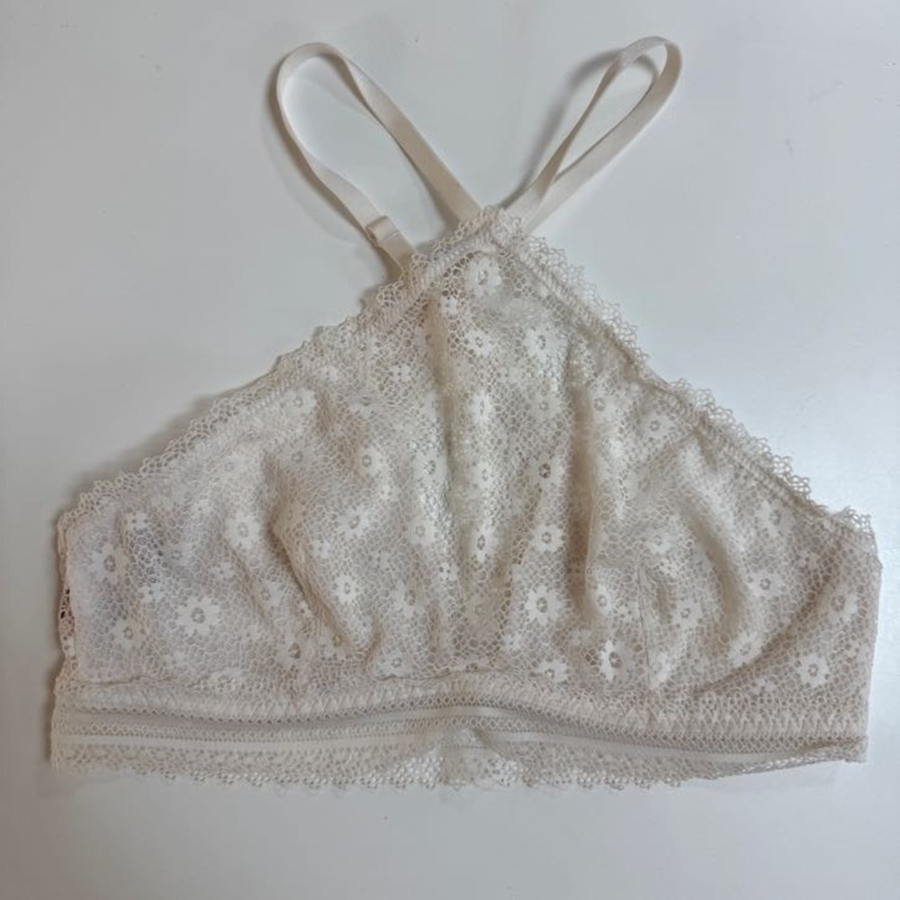 Victoria's Secret Bralette Ivory Womens Large Floral Lace New!